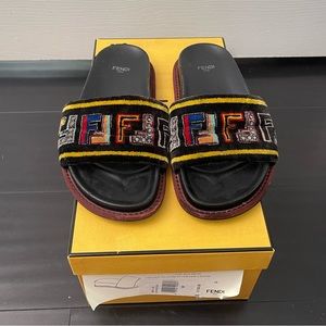 Fendi Velour Sandals Slides